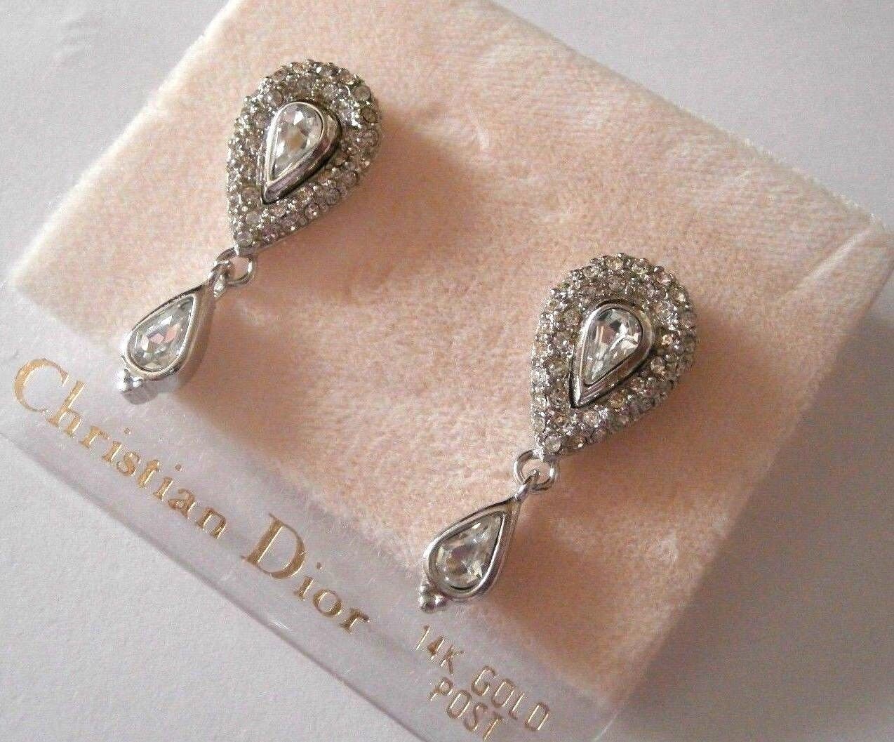 Christian Dior Kristallohrringe; Rhodiniert, 14 Kt Stifte Made in Usa von Dior4U