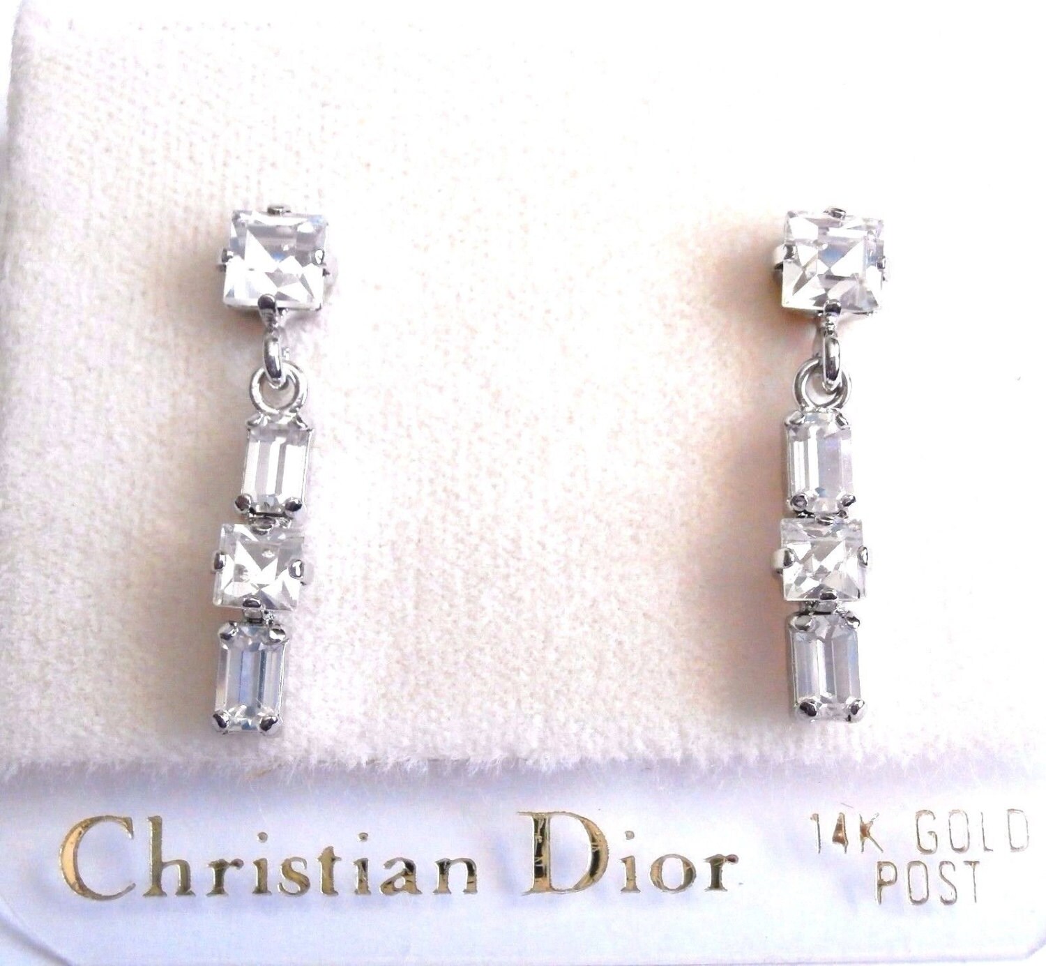 Christian Dior Kristallohrringe; Rhodiniert, 14 Kt Stifte Made in Usa von Dior4U