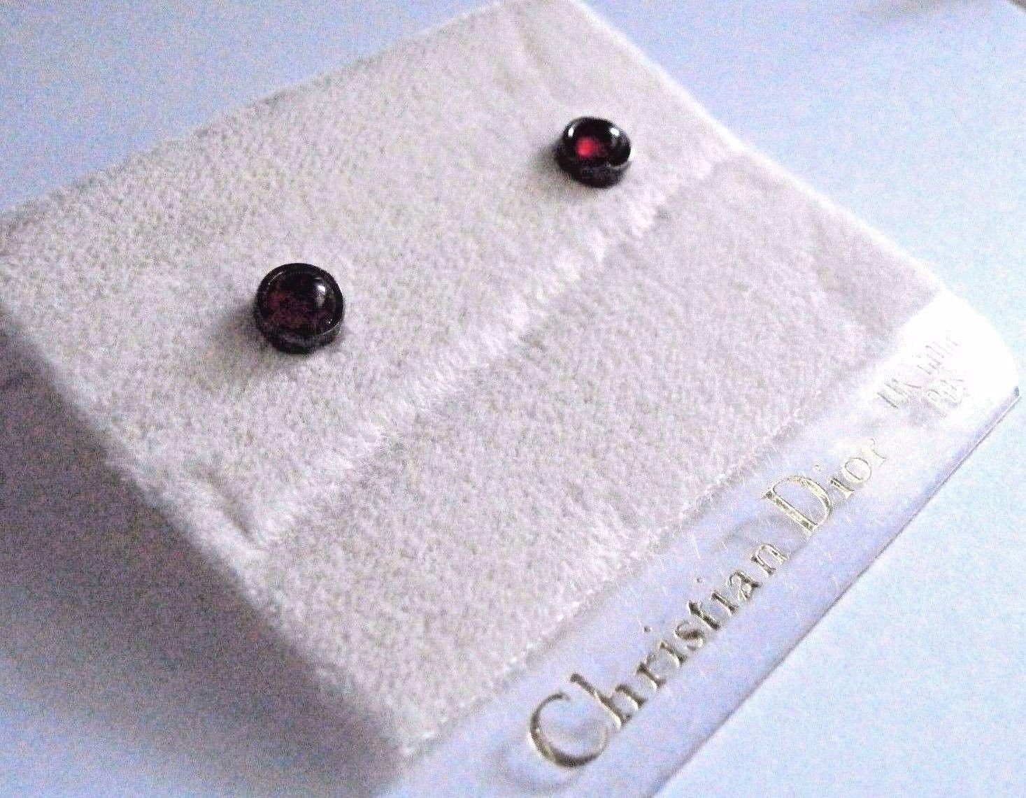 Christian Dior Roter Kristall Ohrringe; Antikes Finish, 14 Kt Beiträge Made in Usa von Dior4U