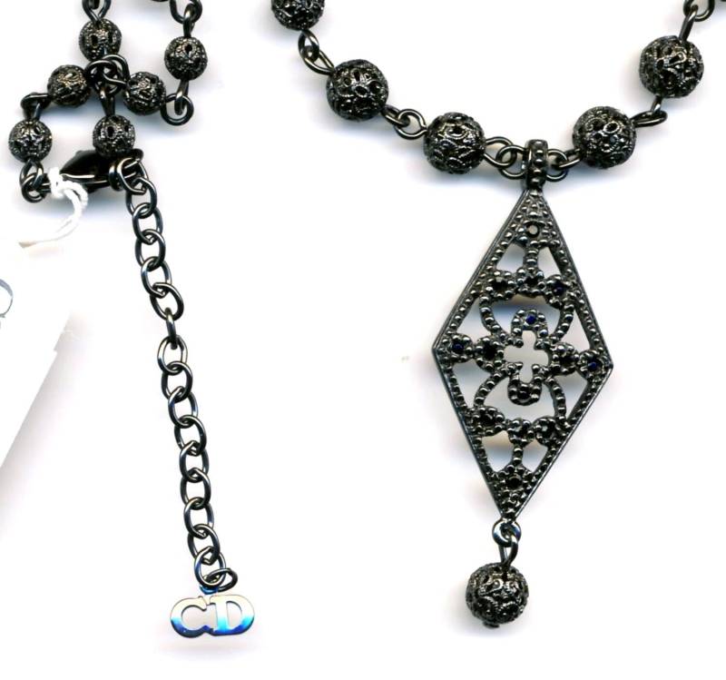 Christian Dior Signierte Halskette Black Finish Mit Jet Crystals Gesetzt von Dior4U