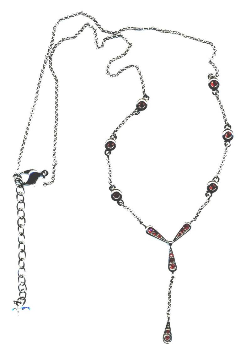 Christian Dior Signierte Halskette Schwarze Kette Lünette Mit Blutroten Kristallen Gesetzt von Dior4U