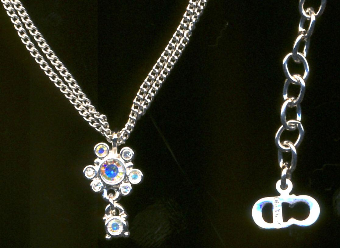 Christian Dior Signierte Rhodinierte Halskette Mit Aurora Boralis Kristall - Made in Den Usa von Dior4U