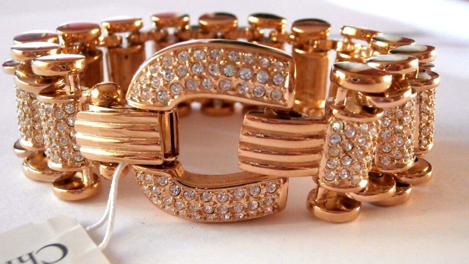 Christian Dior Signierte Vergoldete "Buckle" Armband Mit Kristallen Made in Usa." von Dior4U