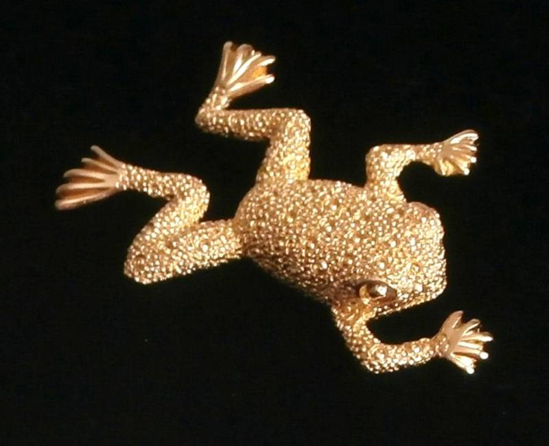 Christian Dior Signierte Vergoldete Frosch Pin Brosche Made in Usa von Dior4U