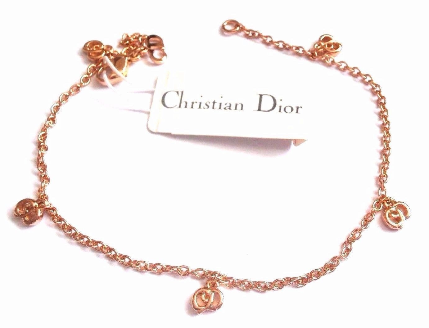 Christian Dior Signierte Vergoldete Fußkette Mit Cd Monogram Charms von Dior4U