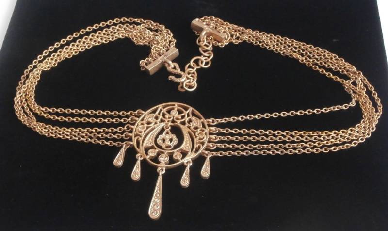 Christian Dior Signierte Vergoldete Halskette Set Mit Topas Kristallen von Dior4U