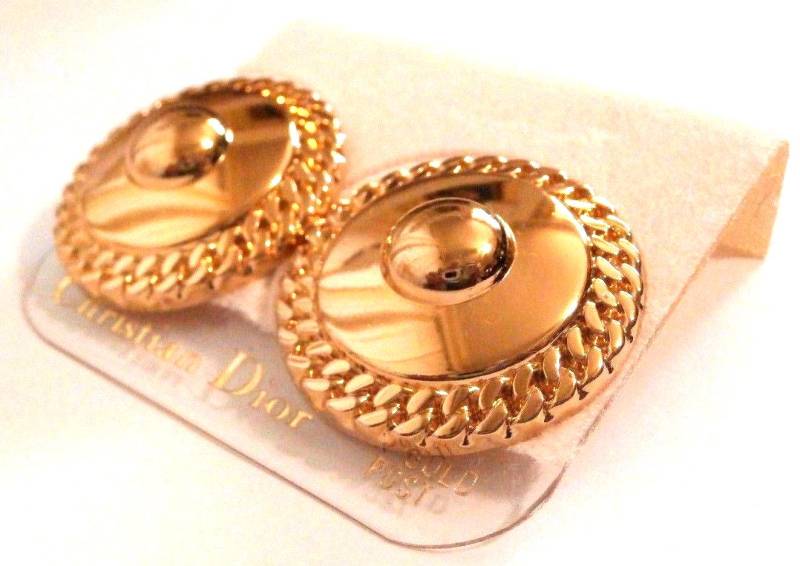 Christian Dior Vergoldete Ohrringe 14 Kt Post, Hergestellt in Den Usa von Dior4U