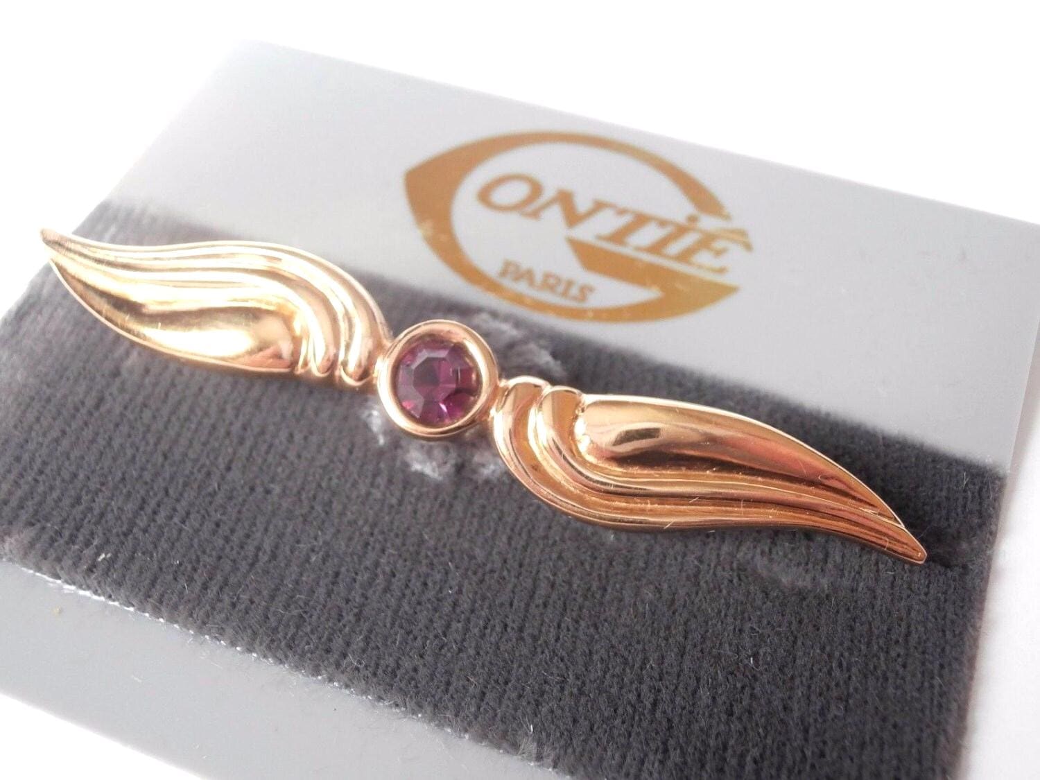 Gontie Paris Pin Brosche 1014 Vergoldet Mit Amethyst Kristall von Dior4U