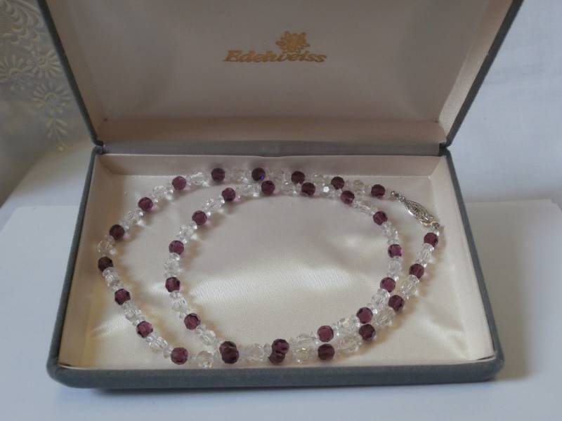 Swarovski Halskette 60 cm Aus Der Frühen Edelweiss Collection Clear & Amethyst Purple Crystals von Dior4U