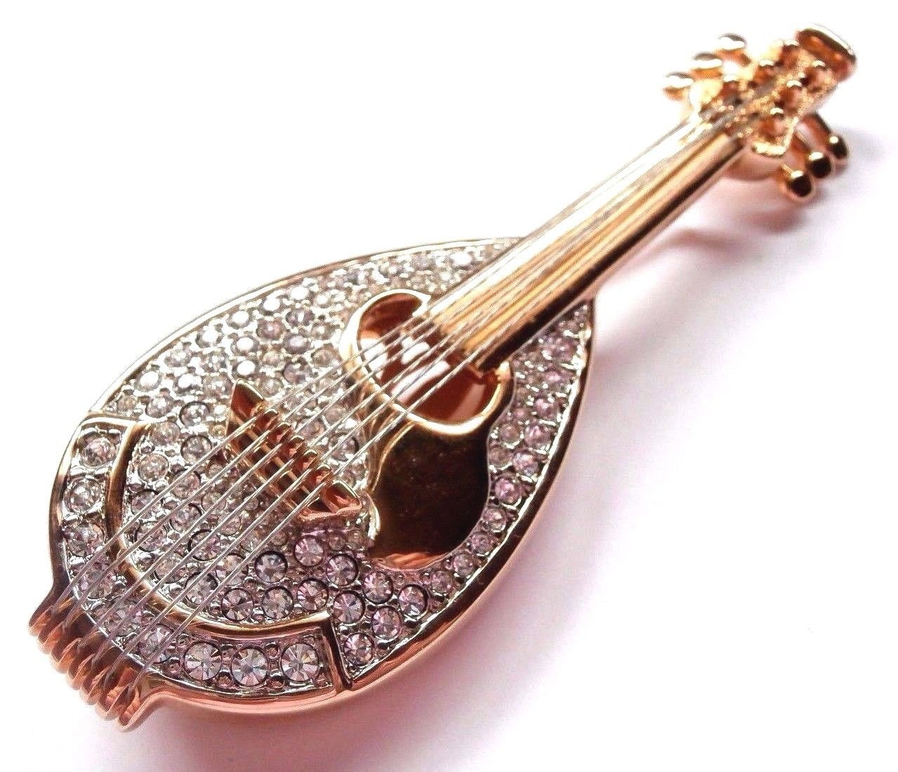 Swarovski Pin Brosche Mandoline Vergoldet Mit Kristallen von Dior4U
