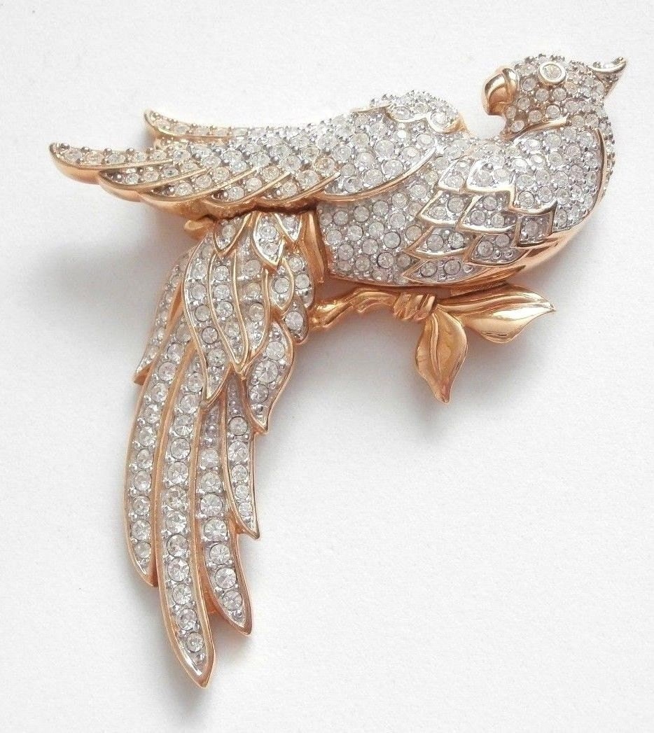 Swarovski Pin Brosche Vergoldet Kakadu Papagei Mit Klaren Kristallen Swan Logo von Dior4U