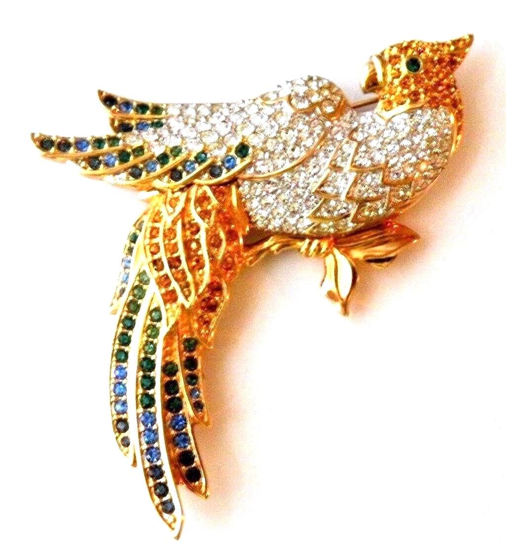 Swarovski Pin Brosche Vergoldet Nymphensittich Papagei von Dior4U