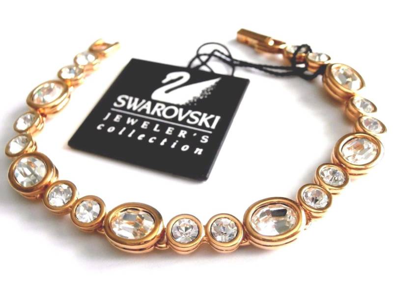 Swarovski Signed Armband Vergoldet Mit Bezel Set Crystals von Dior4U