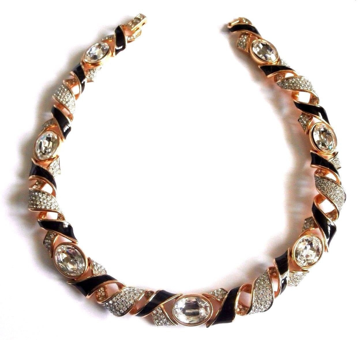 Swarovski Signierte Halskette Vergoldet Mit Full Cut Klare Und Pave Kristalle von Dior4U