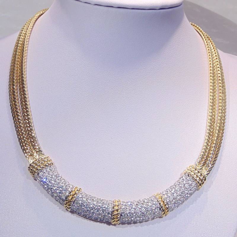 Swarovski Signierte Halskette Vergoldet Mit Klaren Kristallen Und Doppelte Kette von Dior4U