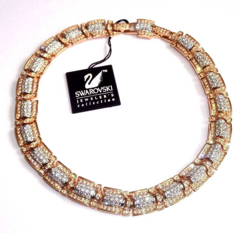 Swarovski Signierte Halskette Vergoldet Set Mit Pave Klare Kristalle von Dior4U