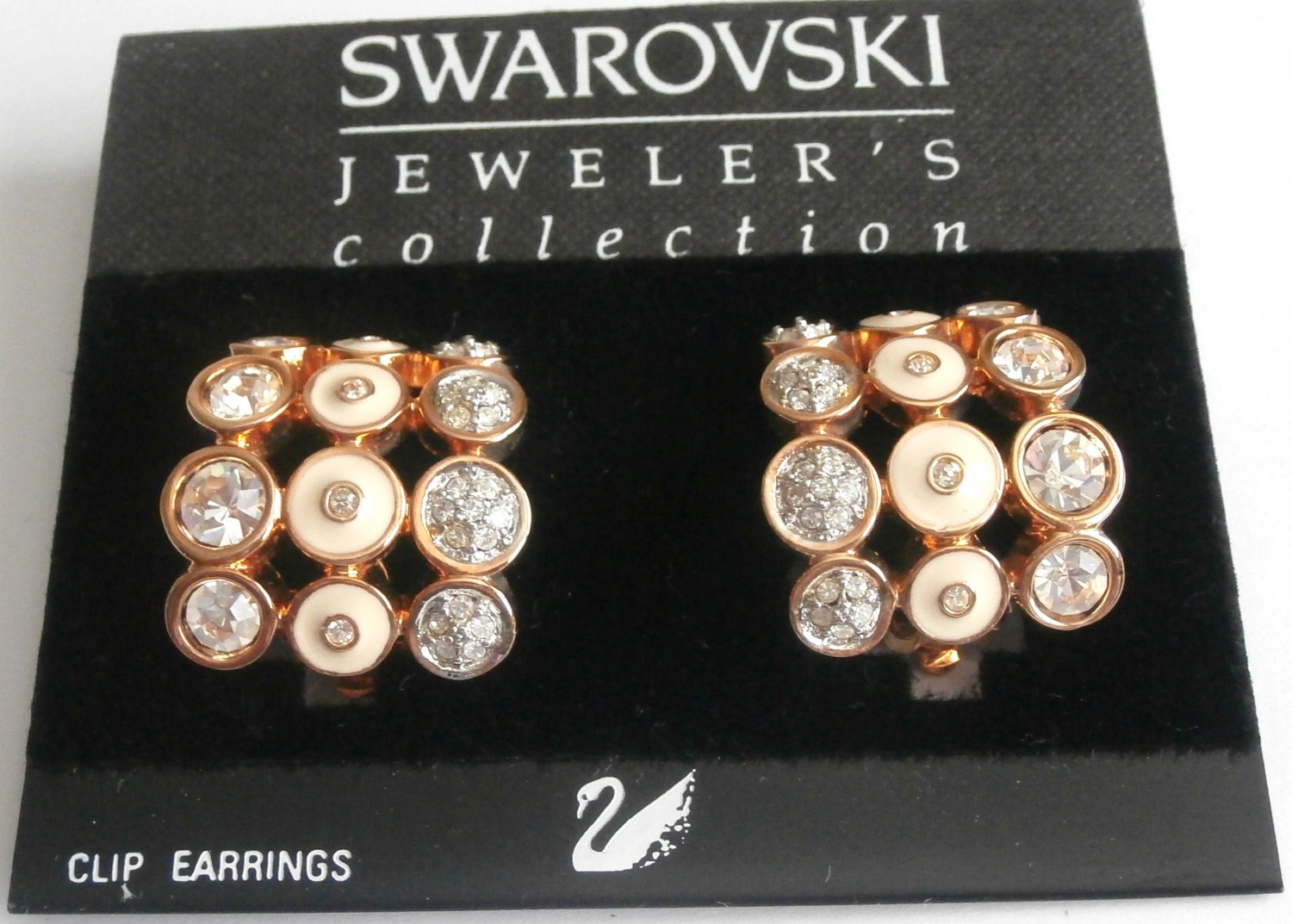 Swarovski Signierte Ohrclips Vergoldetes Set Mit Kristallen von Dior4U