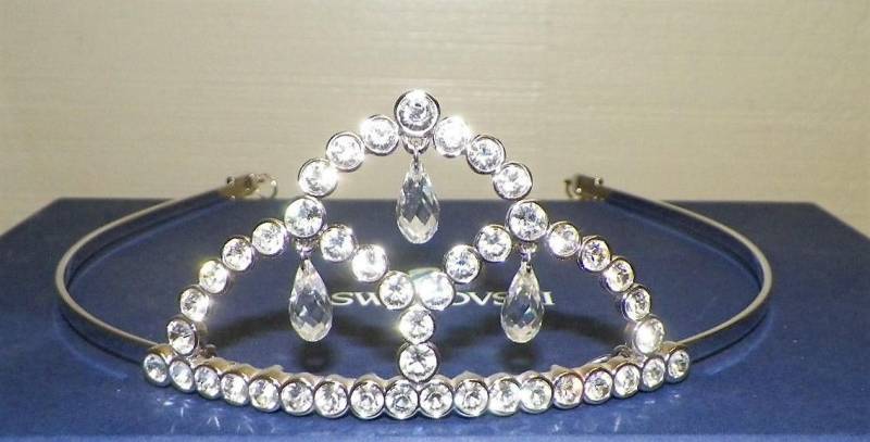 Swarovski Signierte Rhodinierte Hochzeit Tiara Set Mit Klaren Kristallen von Dior4U