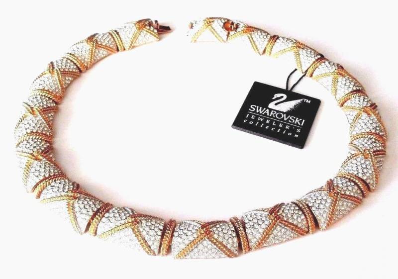 Swarovski Signierte Vergoldete Halskette Mit Klaren Kristallen von Dior4U