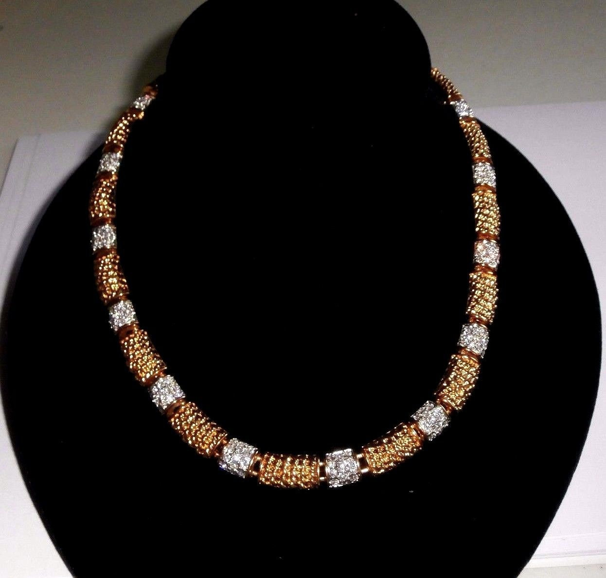 Swarovski Signierte Vergoldete Halskette Set Mit Klaren Kristallen in Rhodium Setting von Dior4U