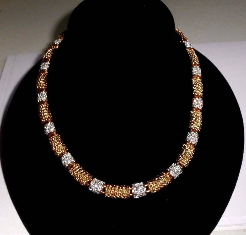 Swarovski Signierte Vergoldete Halskette Set Mit Klaren Kristallen in Rhodium Setting von Dior4U