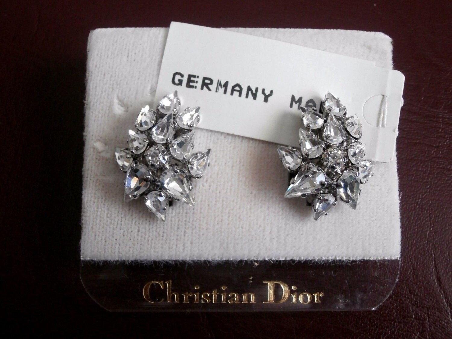 Vintage Christian Dior Diamante Ohrringe; Ohrclips, Rhodiniert Made in Germany von Dior4U