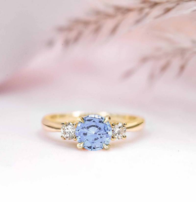 1Ct Aquamarin Ring | Damen Solid 9 K - 14K Oder 18 K Gelbgold Und Diamant Verlobungsring Stapelbarer Ehering von DiorahJewellery