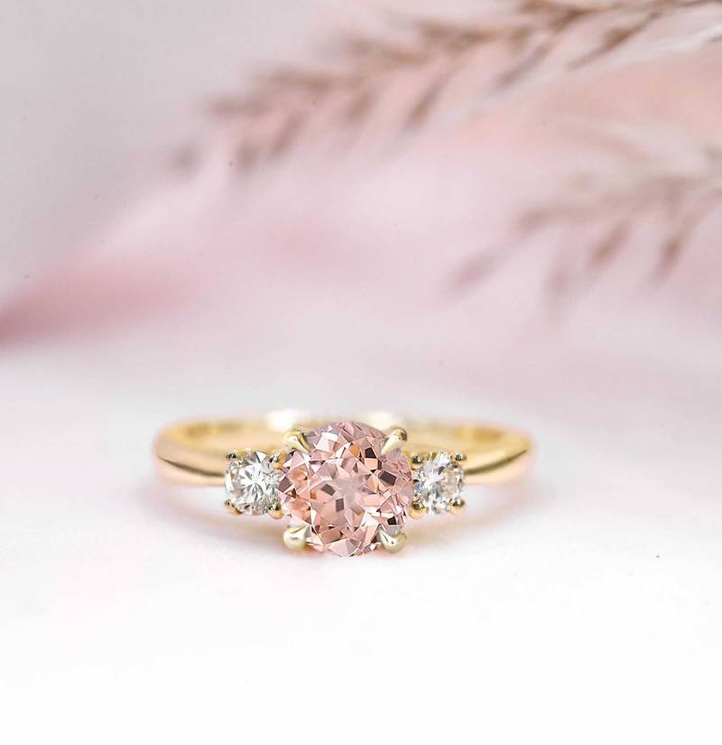 1Ct Morganit Ring | Damen Solid 9K 14K Oder 18K Gelbgold Diamant Verlobungsring Stapelbarer Hochzeitstag Für Sie von DiorahJewellery