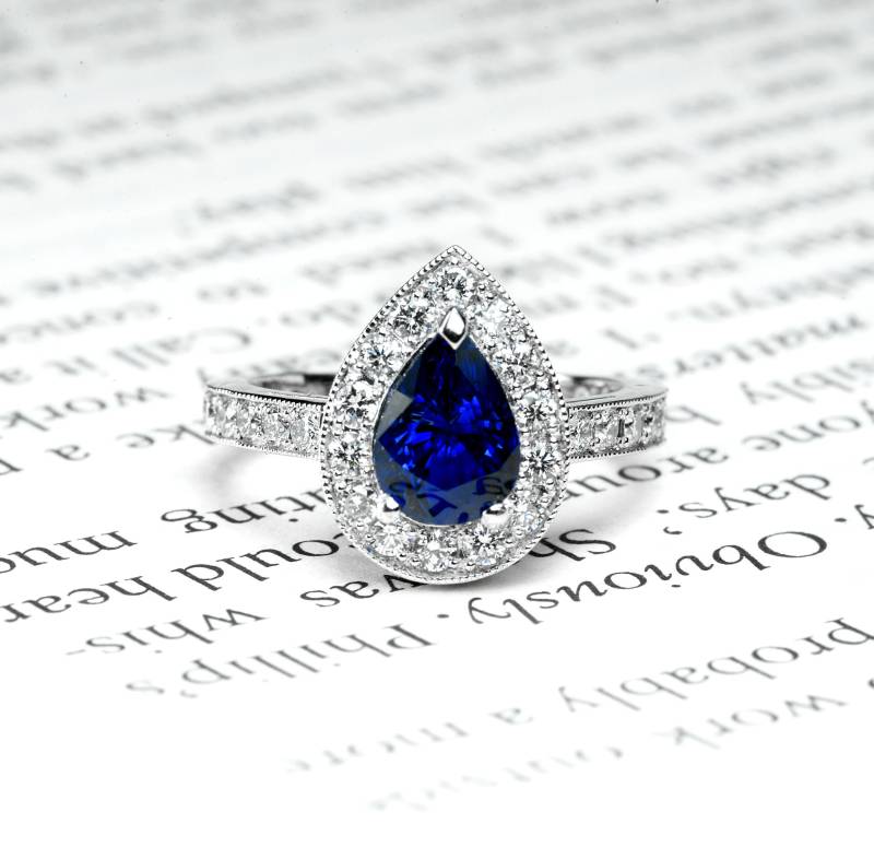 2.03 Blauer Saphir Ring Platin - Natürlicher Ceylon Und Diamant Ring-Blauer von DiorahJewellery