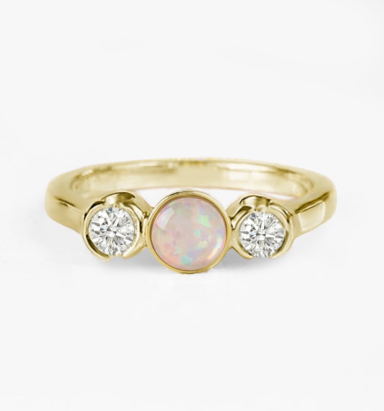 Opal Verlobungsring Gelb, Rose, Weiß Gold Ehering Mit Diamanten Vintage Antik von DiorahJewellery