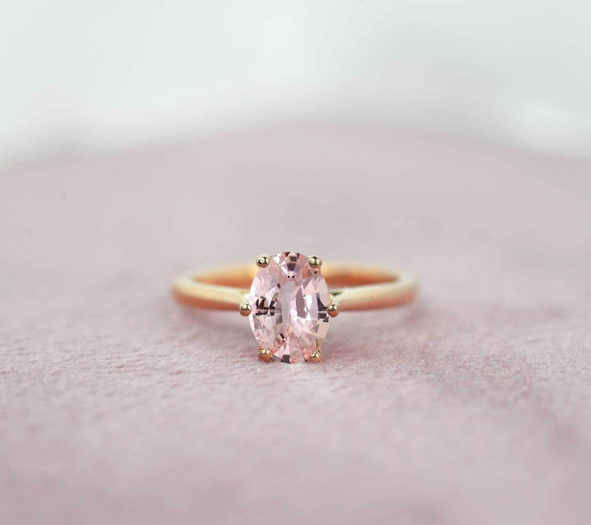 Oval Morganit E Sechs Prongs Verlobungsring | Vintage Inspiriert Minimal Style Ring Einfache 9K, 14K, 18K, Rose Gold Versprechen von DiorahJewellery