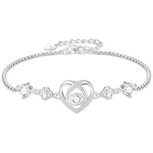 Diorra Armband Damen 925 Sterling Silber Infinity Armbänder Damen Herz Armband Kristallen Armkette Schmuck Geschenk für Sie Frauen Freundin von Diorra