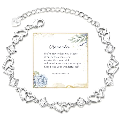 Diorra Armband Damen Silber 925 Sterling Silber Damen Armband Herz Verstellbare Stapelbare Kettenarmband für Damen Herz Armbänder Kristallen Armkette Geburtstagsgeschenke für Frauen Diorra Armband Damen Silber 925 Sterling Silber Damen Armband Herz Verstellbare Stapelbare Kettenarmband für Damen Herz Armbänder Kristallen Armkette Geburtstagsgeschenke für Frauen von Diorra