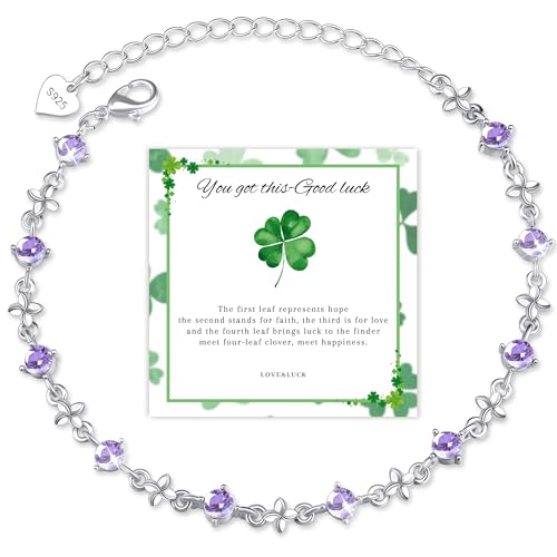 Diorra Kleeblatt Armband 925 Sterling Silber Armband Damen mit Cubic Zirkonia Verstellbare Charm Armband Glücksbringer Armbänder Schmuck Geschenke für Frauen Freundin mama von Diorra