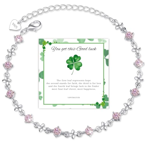 Diorra Kleeblatt Armband 925 Sterling Silber Armband Damen mit Cubic Zirkonia Verstellbare Charm Armband Glücksbringer Armbänder Schmuck Geschenke für Frauen Freundin mama von Diorra