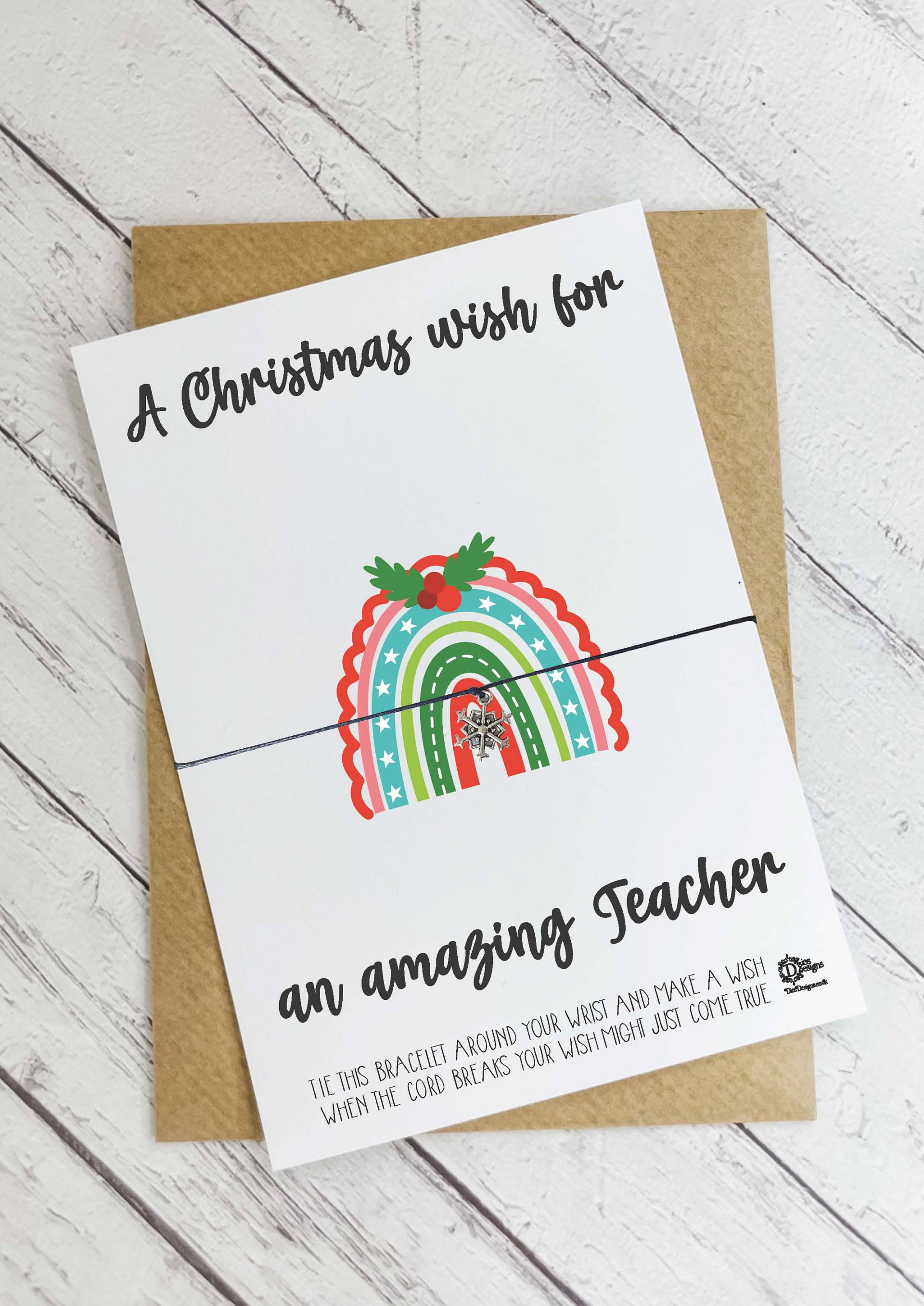 Wish Bracelet - A Christmas For An Amazing Lehrer Mit Regenbogen/Stocking Filler Xmas Stuffer Weihnachtsgeschenk in Großbritannien von DiosDesigns
