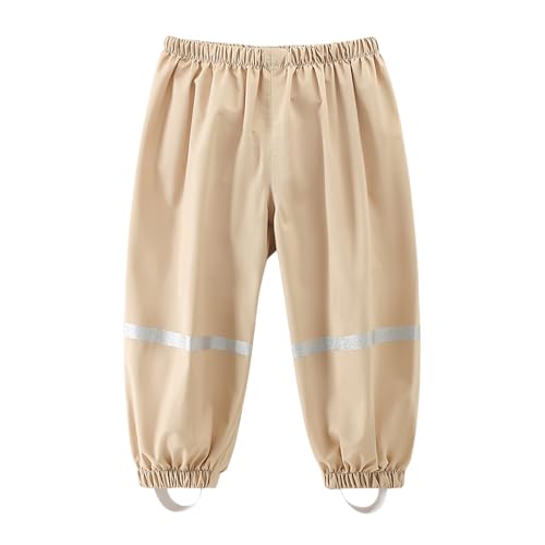 Dioshark Kinder Regenhose Buddelhose Mädchen Jungen Matschhose Wasserdicht Regenlatzhose Beige mit Reflektor Sommer Dünn Ungefüttert Ohne Träger Atmungsaktive Leichte Outdoor Klettern für 7-8 Jahre von Dioshark