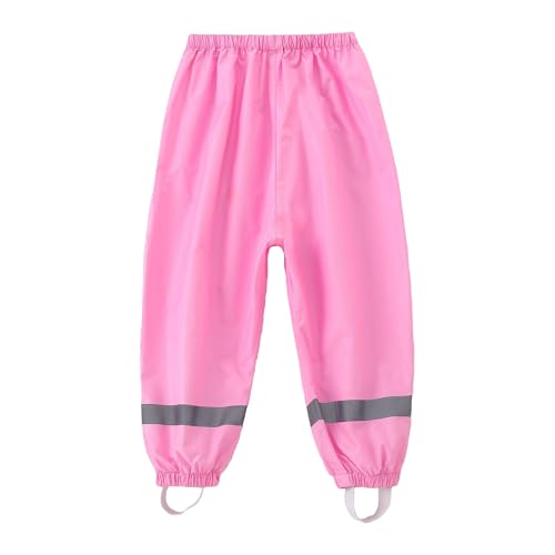 Dioshark Kinder Regenhose Buddelhose Mädchen Matschhose Wasserdicht Regenlatzhose Pink mit Reflektor Sommer Dünn Ungefüttert Ohne Träger Atmungsaktive Leichte Outdoor Klettern für Alter 7-8 Jahre von Dioshark