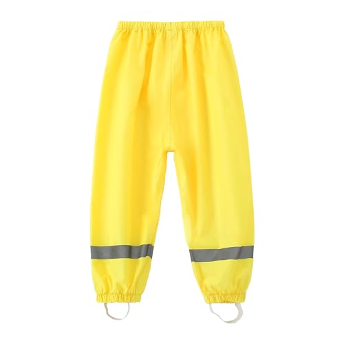 Dioshark Matschhose Kinder Jungen Wasserdicht Regenhose mit Reflektor Dünn Buddelhose Gelb Sommer Ohne Träger Gefüttert Leichte Atmungsaktive Outdoorhose Scradfahren Klettern für Alter 3-4 Jahre von Dioshark