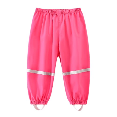 Dioshark Matschhose Kinder Mädchen Wasserdicht Regenhose mit Reflektor Dünn Buddelhose Rosenrot Sommer Ohne Träger Gefüttert Leichte Atmungsaktive Outdoorhose Scradfahren Klettern für Alter 3-4 Jahre von Dioshark