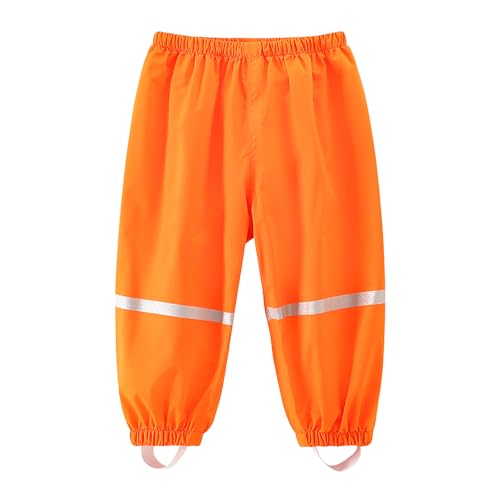 Dioshark Regenhose Jungen wasserdichte Matschhose Kinder Regenlatzhose Sommer Matsch und Buddelhose Dünn Orange Ungefüttert Ohne Träger Atmungsaktive Ungefüttert Outdoor Schule für Alter 5-6 Jahre von Dioshark
