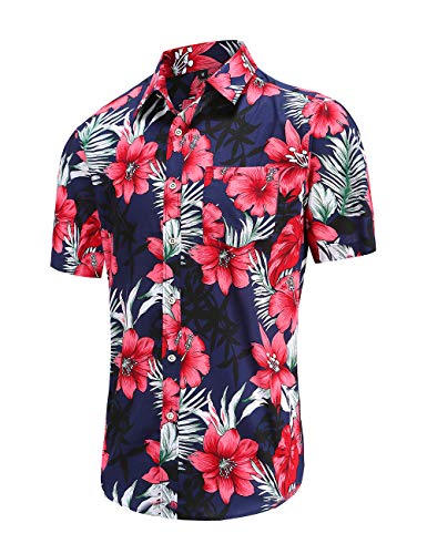 Dioufond Herren Hawaii-Shirt, kurzärmelig, Aloha, Hawaii, tropisches Hemd - - Groß von Dioufond