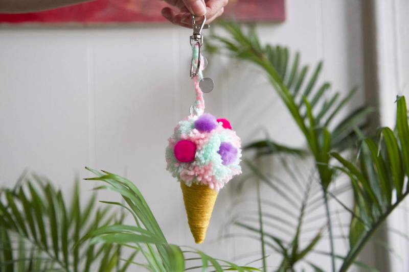 Einhorn Eis Kekse Schlüsselanhänger, Pompom Zipper Charms, Geldbörse Taschenzubehör, Handtasche Quaste Schlüsselanhänger von DipDipLoom