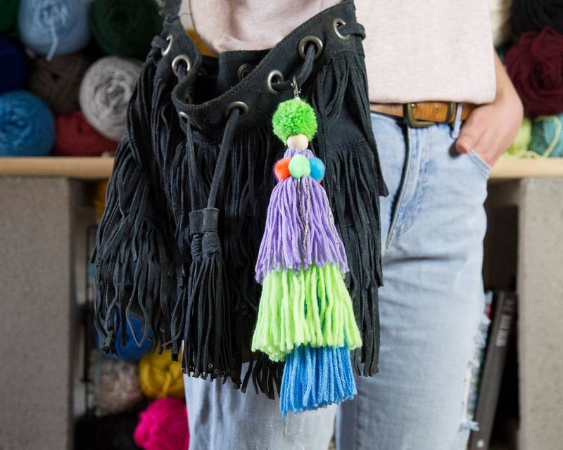 Pom Schlüsselanhänger, Taschenanhänger, Quaste Geldbörse Charme Boho Handtasche Charme, Reißverschluss von DipDipLoom