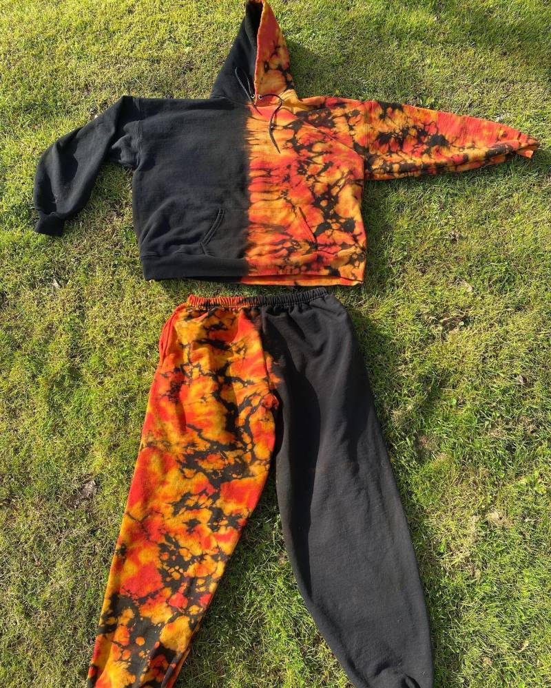 Set Pullover Und Jogginghose Rückgefärbt Und Regenbogen Größe Erwachsene S Bis 2x Custom von DippyHippieTieDyes