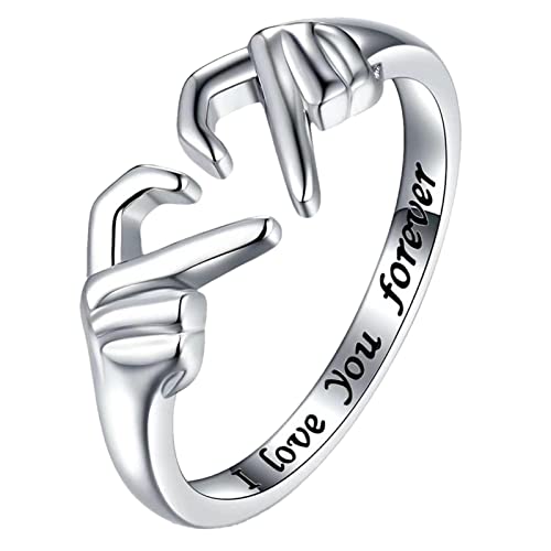 Dirfuny Claddagh-Ringe für Damen, 925 Sterling Silber Herzform Ringe I Love You Forever, Einstellbare Größe 6,5# bis 8# von Dirfuny