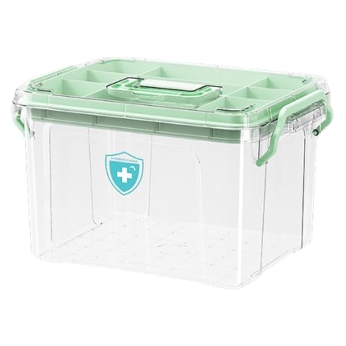 Dirfuny Medizinische Box, 2-lagige Erste-Hilfe-Aufbewahrungsbox | Organizer | angenähter Griff | Familien-Set | abnehmbares Tablett von Dirfuny