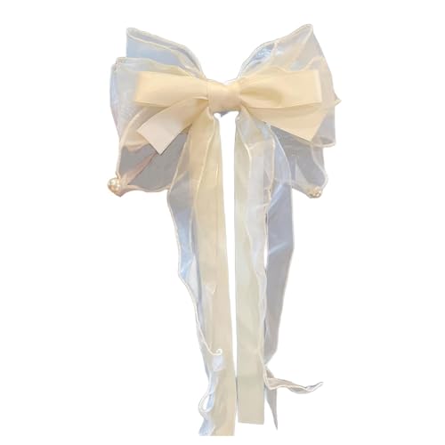 Große Haarschleifen für Damen, übergroße Schleife mit langem Schwanz, französische Haarspange, Dutt-Halter, Haarschmuck für Frauen und Mädchen von Dirfuny