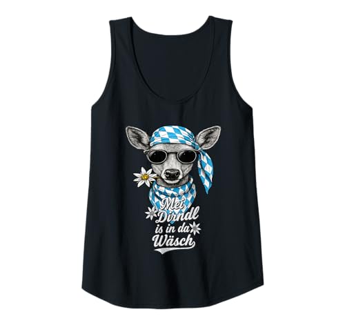 Damen Mei Dirndl Is In Da Wäsch Bayern Fun Tracht Ersatz Wiesn Reh Tank Top von Dirndl Edelweiss Tracht Ersatz Edel Cool Bayrisch