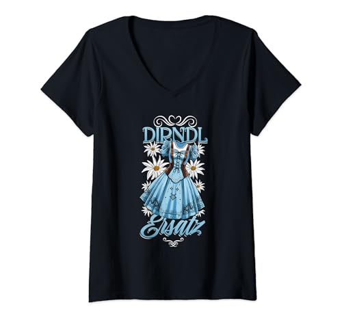 Damen Dirndl Ersatz Tracht Trachtenshirt Damen Frauen T-Shirt mit V-Ausschnitt Damen Dirndl Ersatz Tracht Trachtenshirt Damen Frauen T-Shirt mit V-Ausschnitt von Dirndl Ersatz Damen T-Shirts